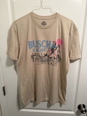 Busch Light Cowgirl Graphic Tee in Tan - Size L